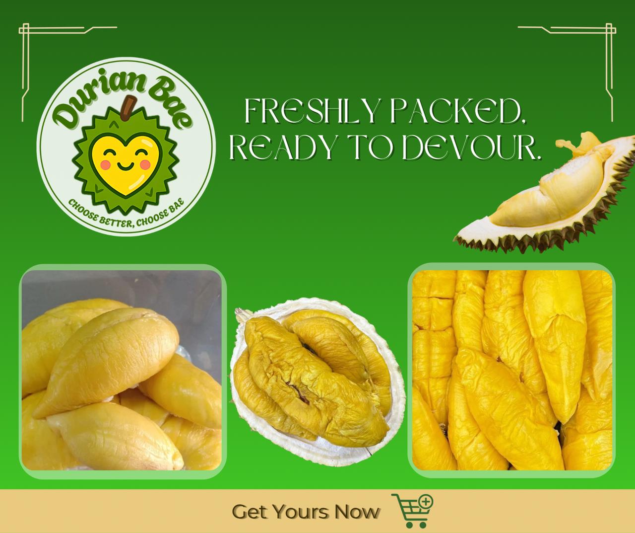 1 x Musang King Mao Shan Wang Durian Freshly Dehusked 400g Each Premium Quality